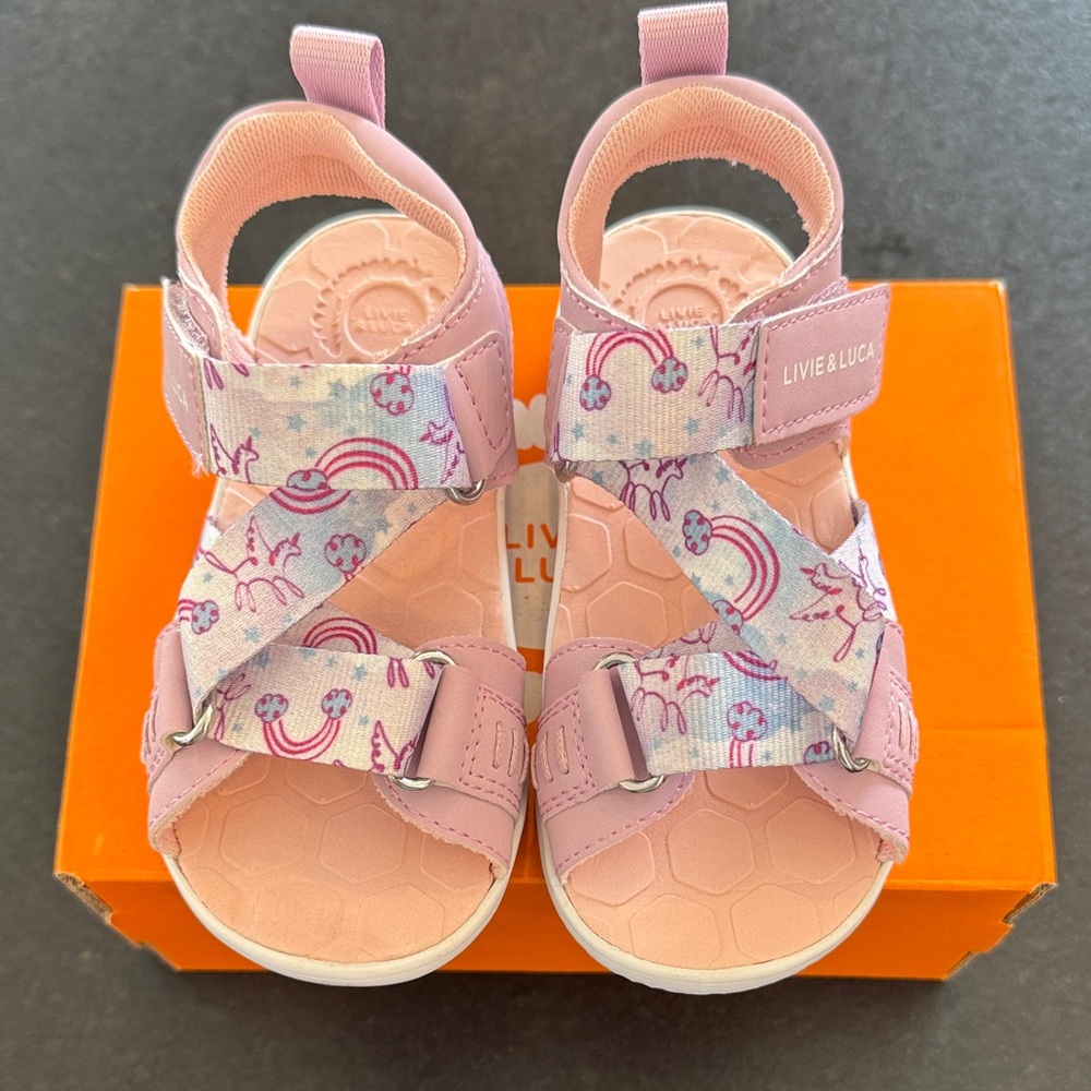 NWT Livie & Luca Lilac Rainbow Kids Sandals 🌈